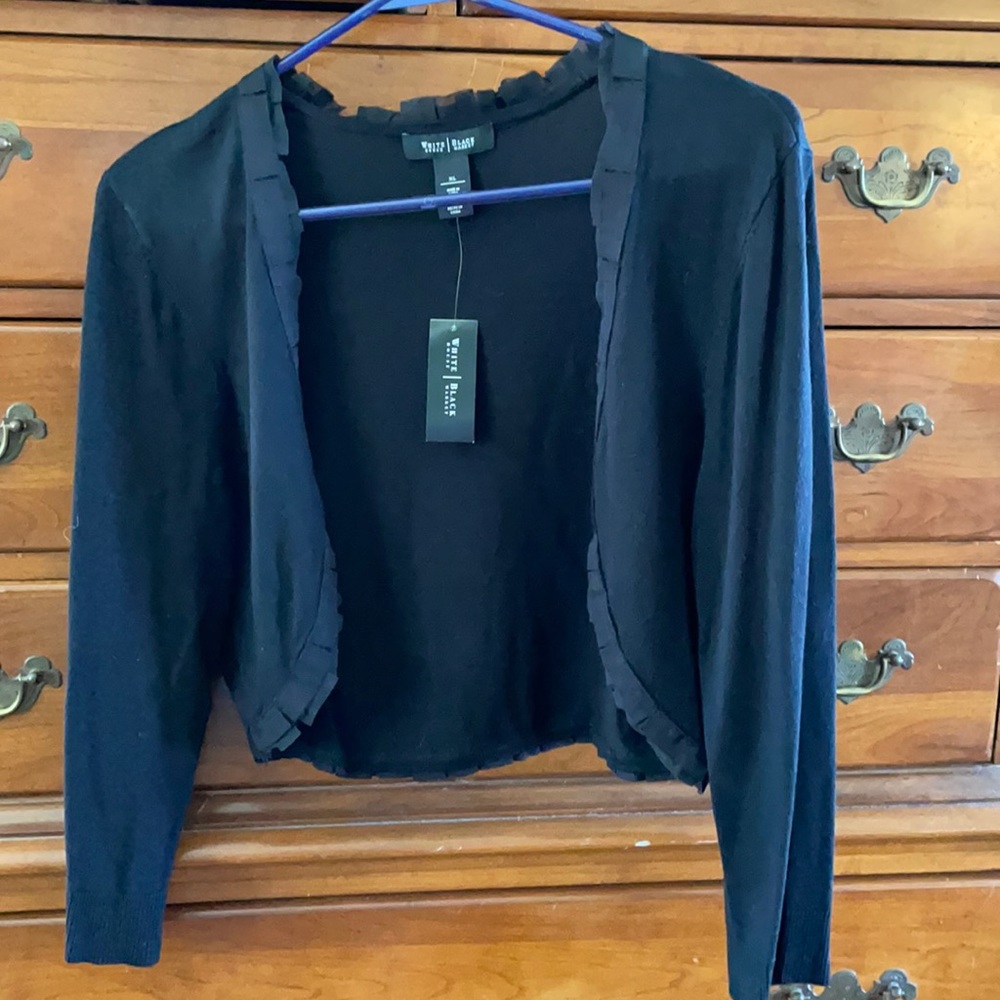 Black cropped sweater cover up